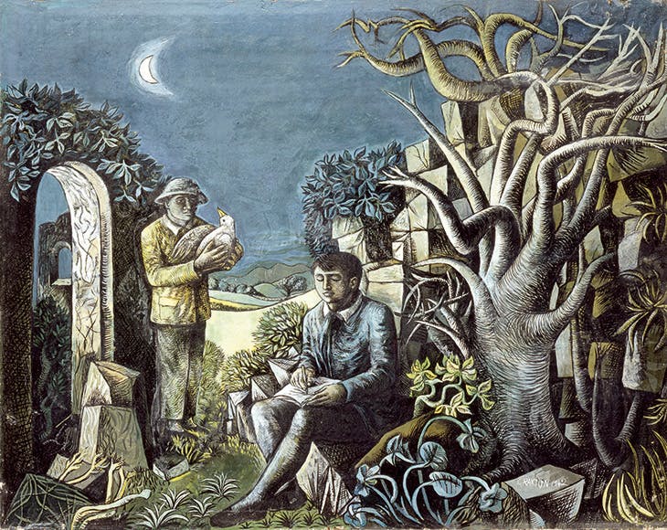 Landscape with Poet and Birdcatcher (1942), John Craxton. Private collection