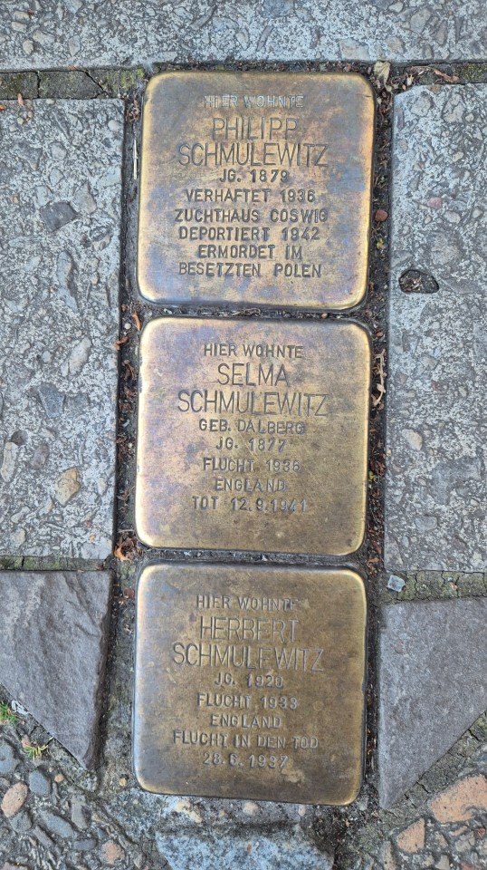 Pavement memorials to Jews deported or killed Magdeburg